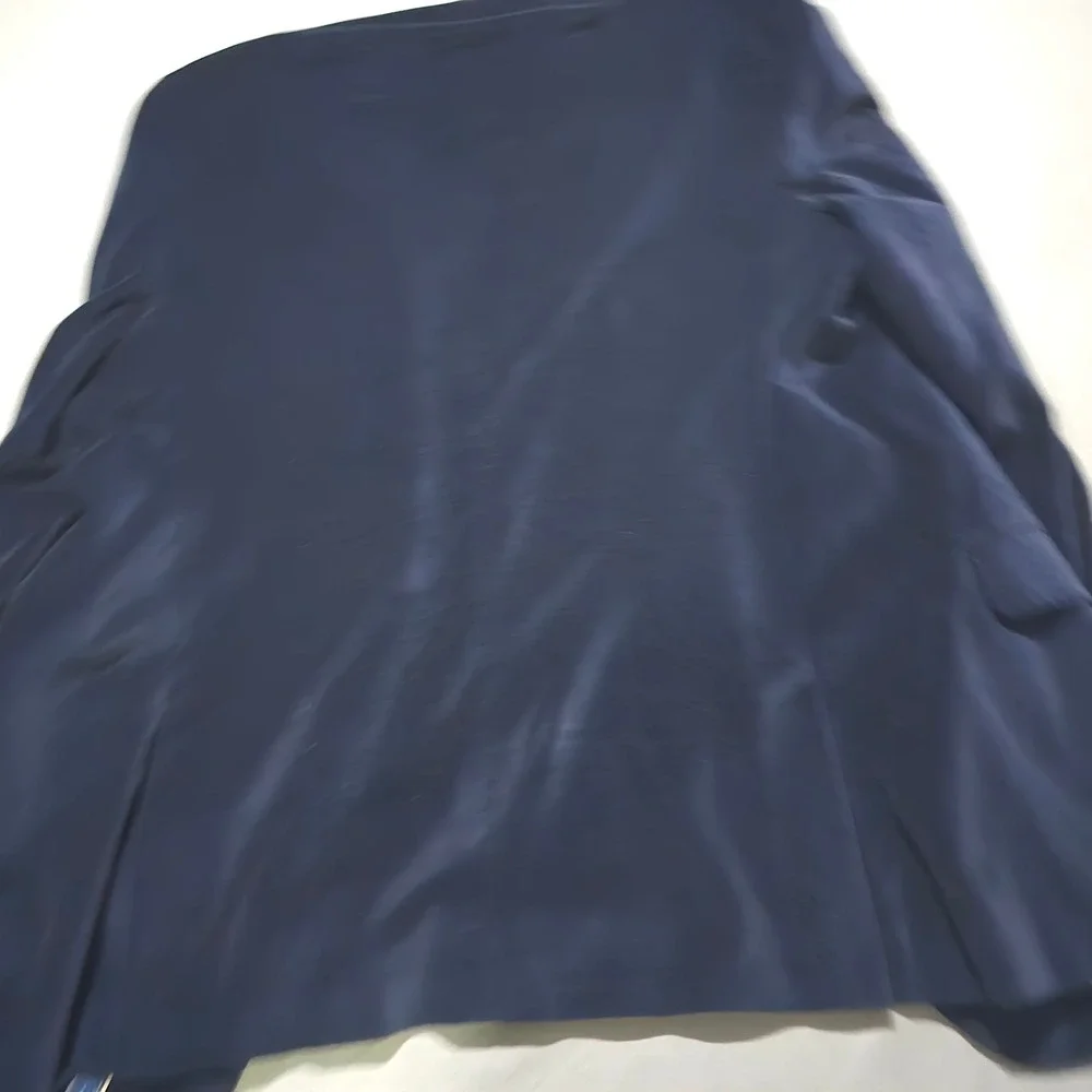 Linea Uomo Velvet Blazer Mens 46L Navy Blue Two Button Floral Lining Long Jacket
